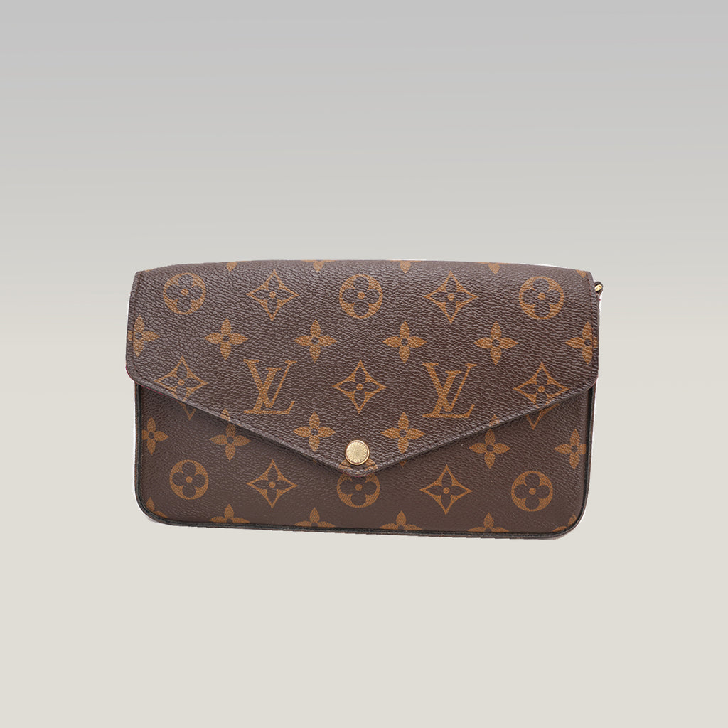 Louis Vuitton Félicie Pochette Monogram Canvas Crossbody Wallet Bag Brown