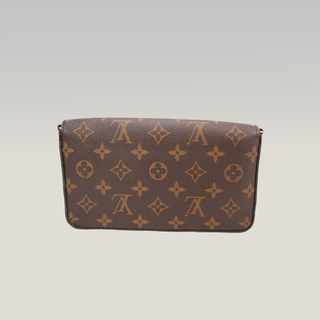 Louis Vuitton Félicie Pochette Monogram Canvas Crossbody Wallet Bag Brown