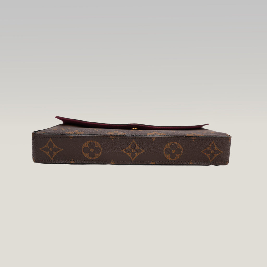 Louis Vuitton Félicie Pochette Monogram Canvas Crossbody Wallet Bag Brown