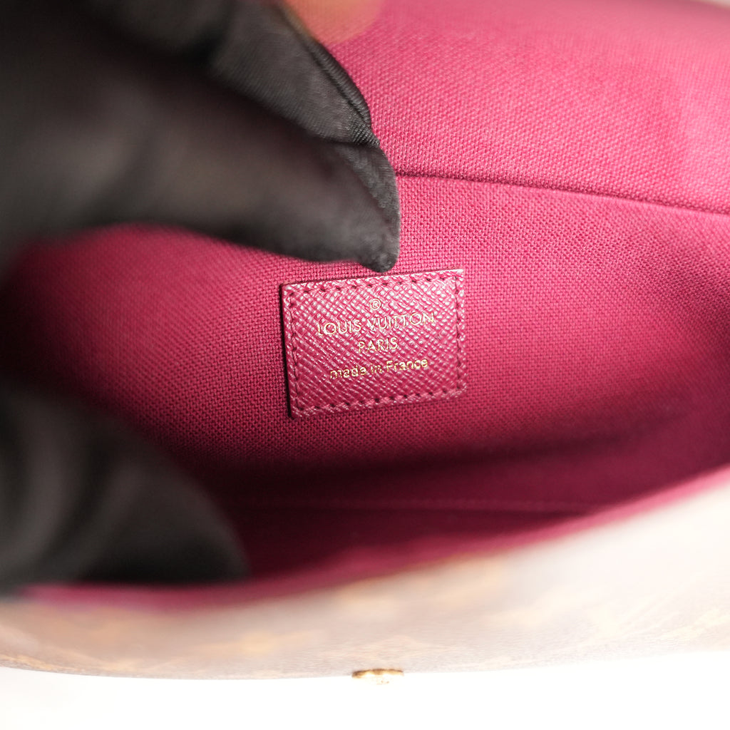 Louis Vuitton Félicie Pochette Monogram Canvas Crossbody Wallet Bag Brown