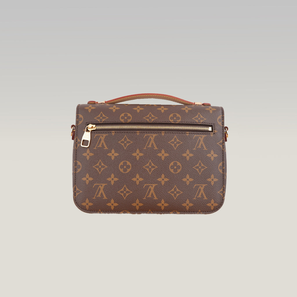 Louis Vuitton Pochette Métis Borsa a Tracolla in Tela Monogram Marrone con Finiture in Pelle, Chiusura Dorata e Scatola