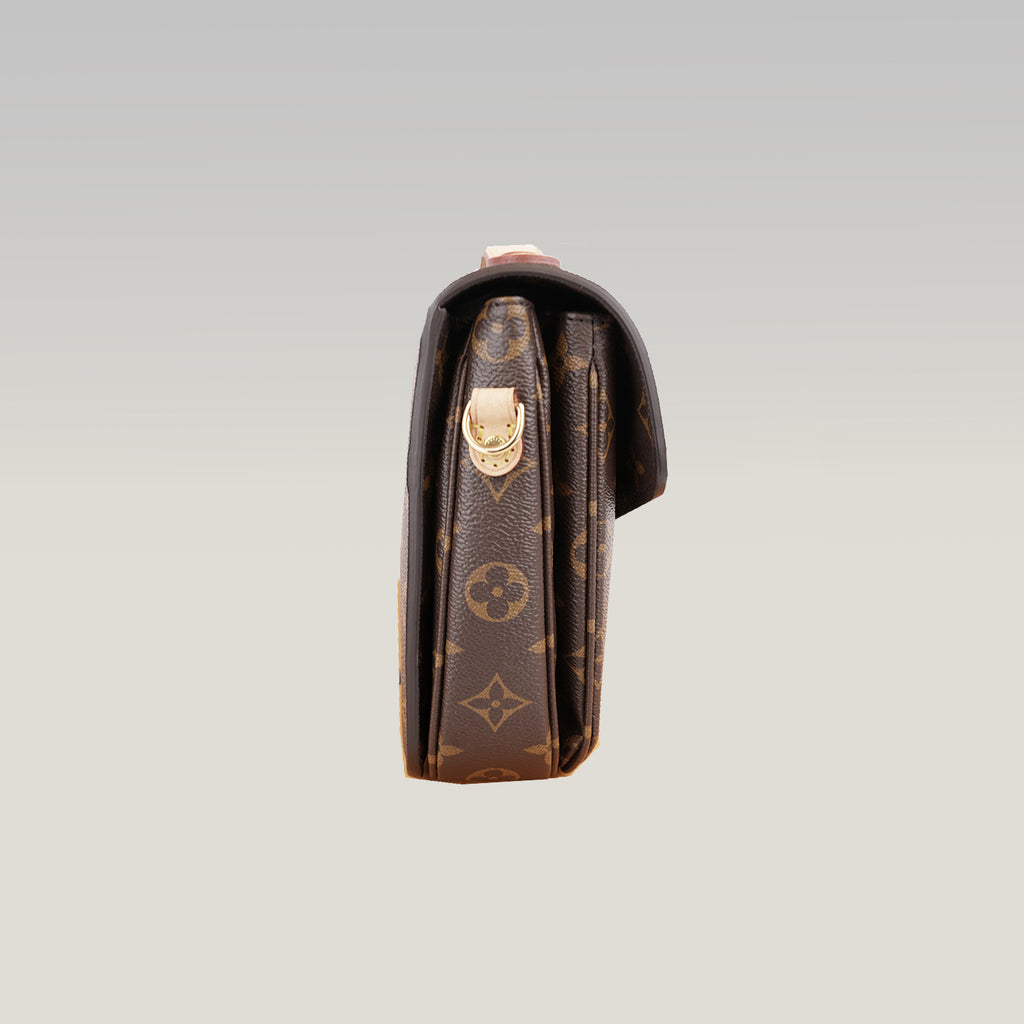 Louis Vuitton Pochette Métis Borsa a Tracolla in Tela Monogram Marrone con Finiture in Pelle, Chiusura Dorata e Scatola