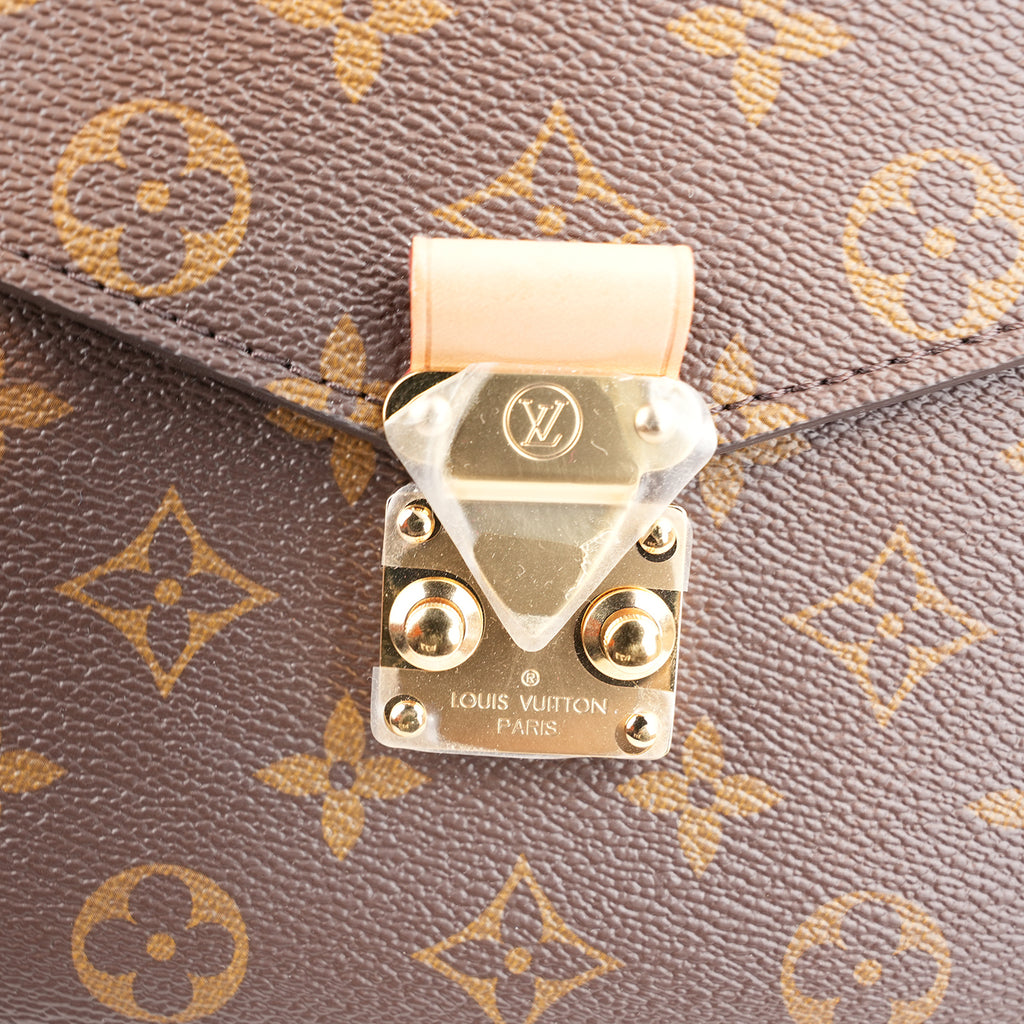 Louis Vuitton Pochette Métis Borsa a Tracolla in Tela Monogram Marrone con Finiture in Pelle, Chiusura Dorata e Scatola