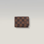 Louis Vuitton Enveloppe Carte de Visite Portacarte in Tela Damier Ébène Marrone con Chiusura a Patta