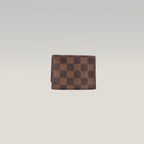 Louis Vuitton Enveloppe Carte de Visite Portacarte in Tela Damier Ébène Marrone con Chiusura a Patta