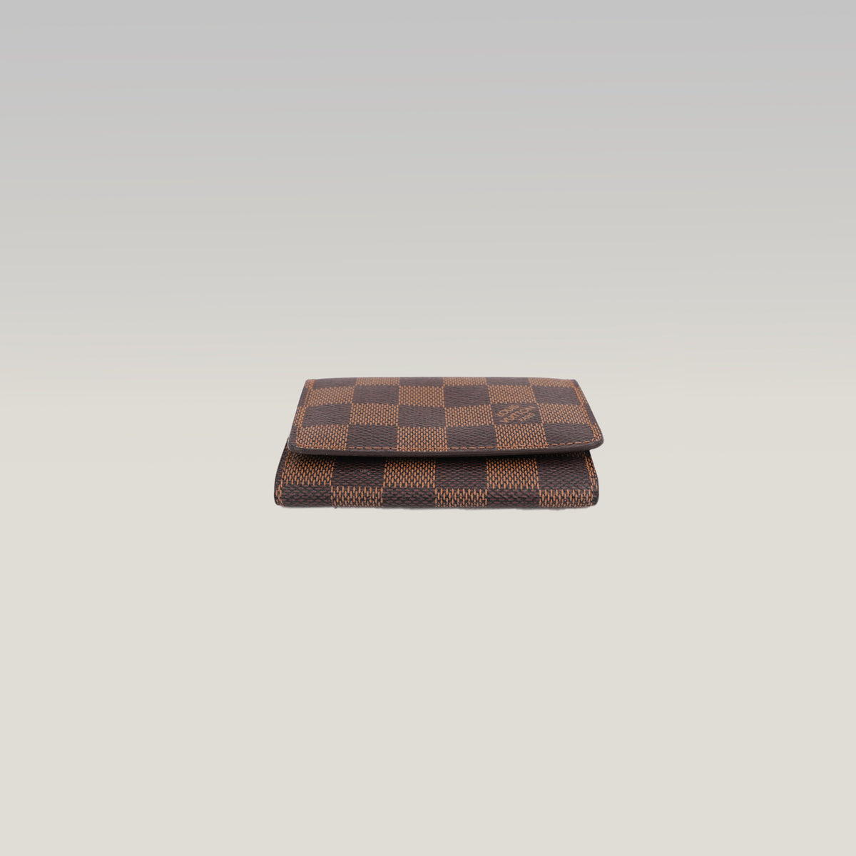 Louis Vuitton Enveloppe Carte de Visite Portacarte in Tela Damier Ébène Marrone con Chiusura a Patta