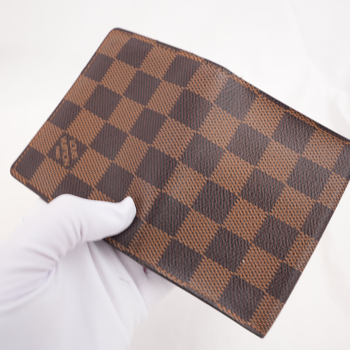 Louis Vuitton Enveloppe Carte de Visite Portacarte in Tela Damier Ébène Marrone con Chiusura a Patta