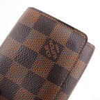 Louis Vuitton Enveloppe Carte de Visite Portacarte in Tela Damier Ébène Marrone con Chiusura a Patta