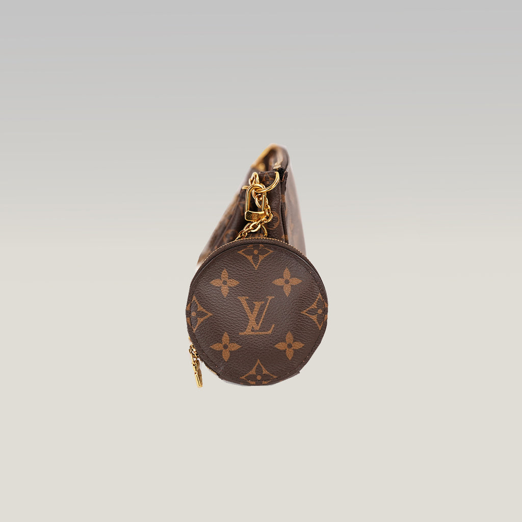 Louis Vuitton Multi Pochette Accessoires Monogram con Tracolla Verde in Tela Cerata e Pelle
