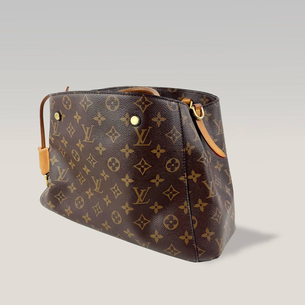 Louis Vuitton Montaigne MM Borsa a Mano e Tracolla in Tela Monogram con Finiture in Vacchetta
