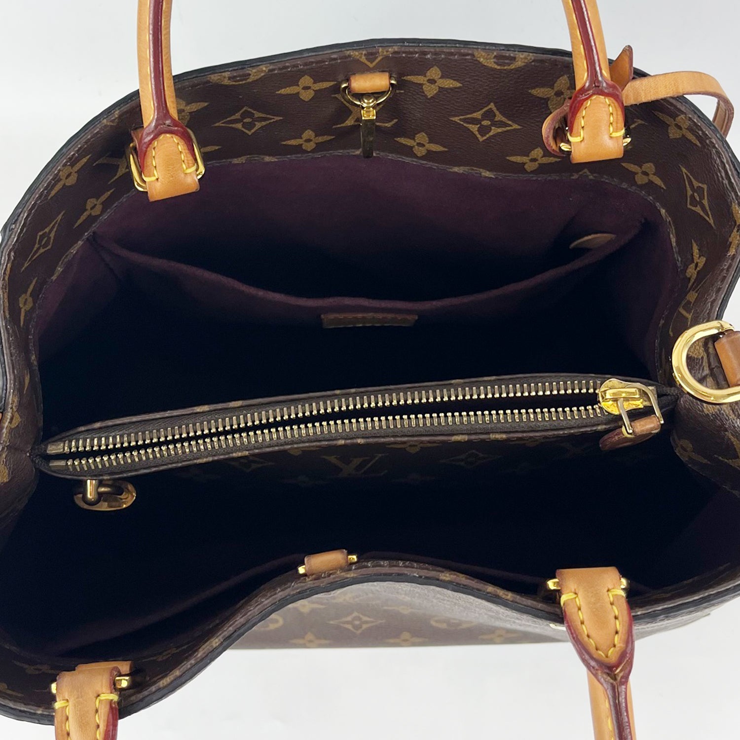 Louis Vuitton Montaigne MM Borsa a Mano e Tracolla in Tela Monogram con Finiture in Vacchetta