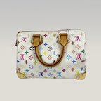 Louis Vuitton Speedy 30 Monogram Multicolé Bianca Borsa a Mano in Tela con Finiture in Vacchetta