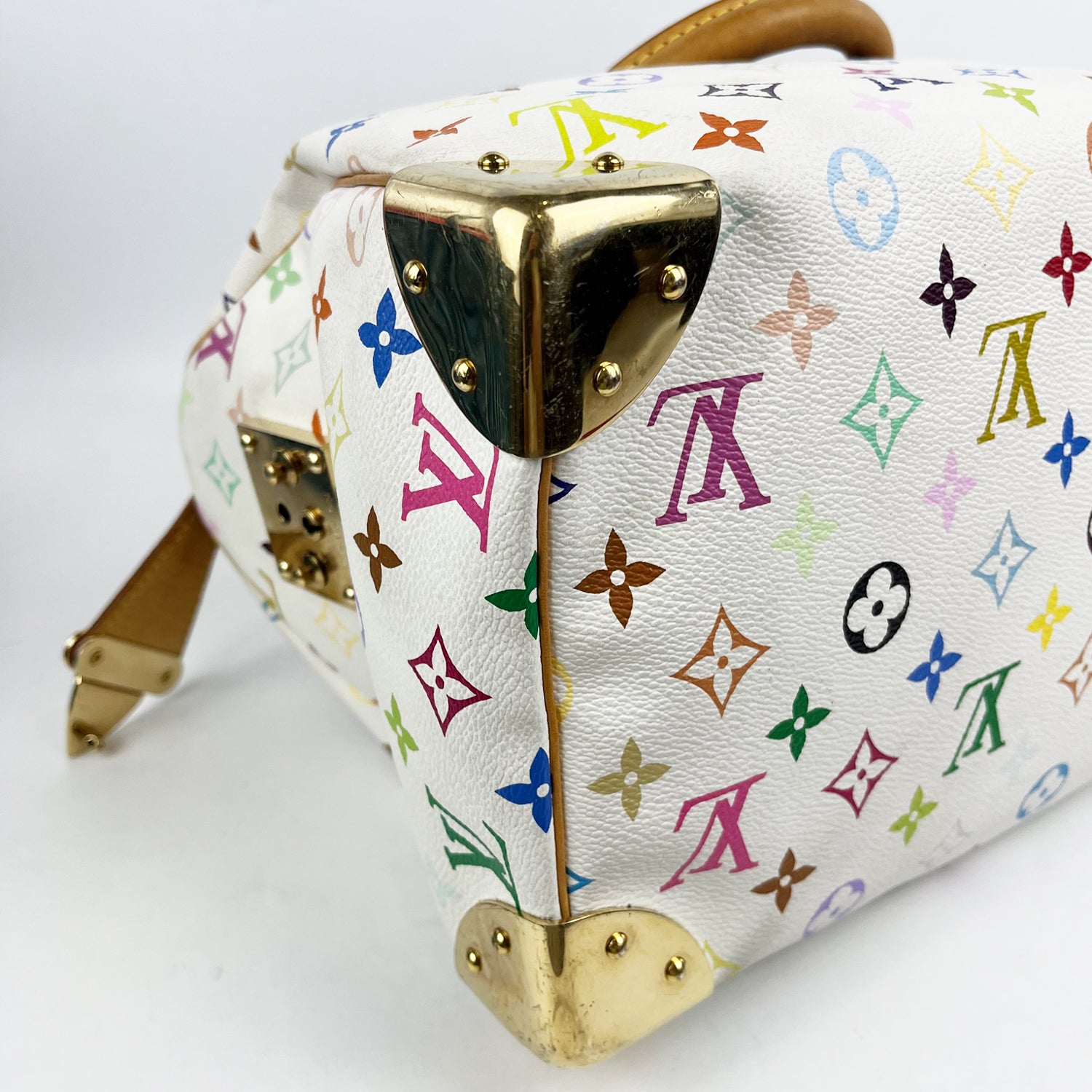 Louis Vuitton Speedy 30 Monogram Multicolé Bianca Borsa a Mano in Tela con Finiture in Vacchetta