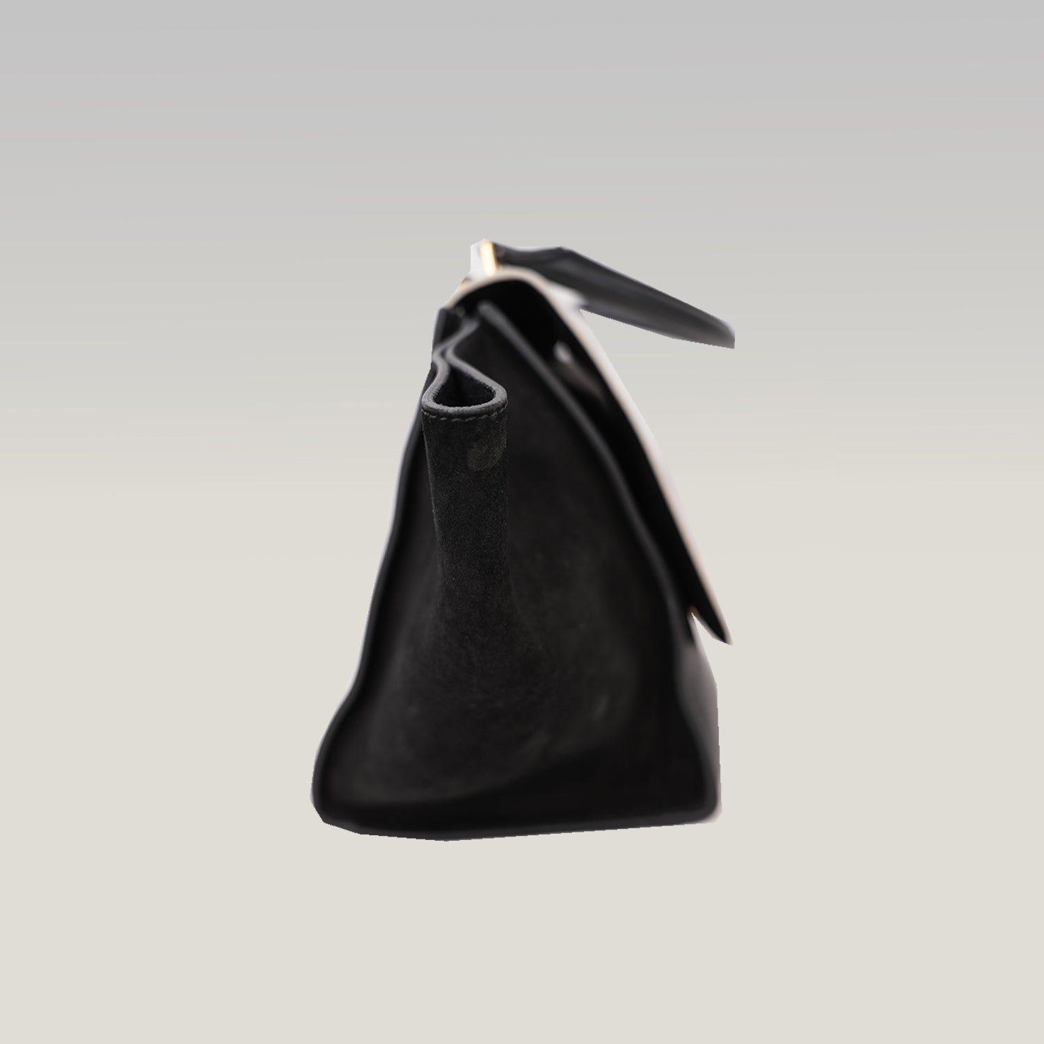 Celine Trapeze Bicolor Leather & Suede Shoulder Bag Black White Medium