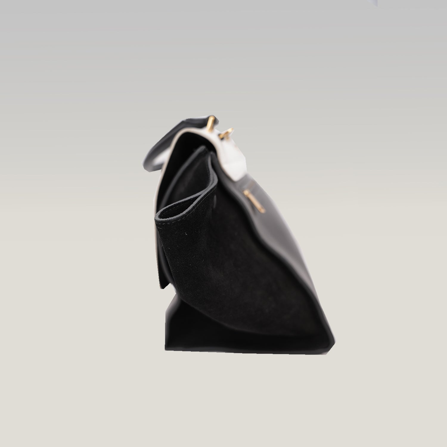 Celine Trapeze Bicolor Leather & Suede Shoulder Bag Black White Medium
