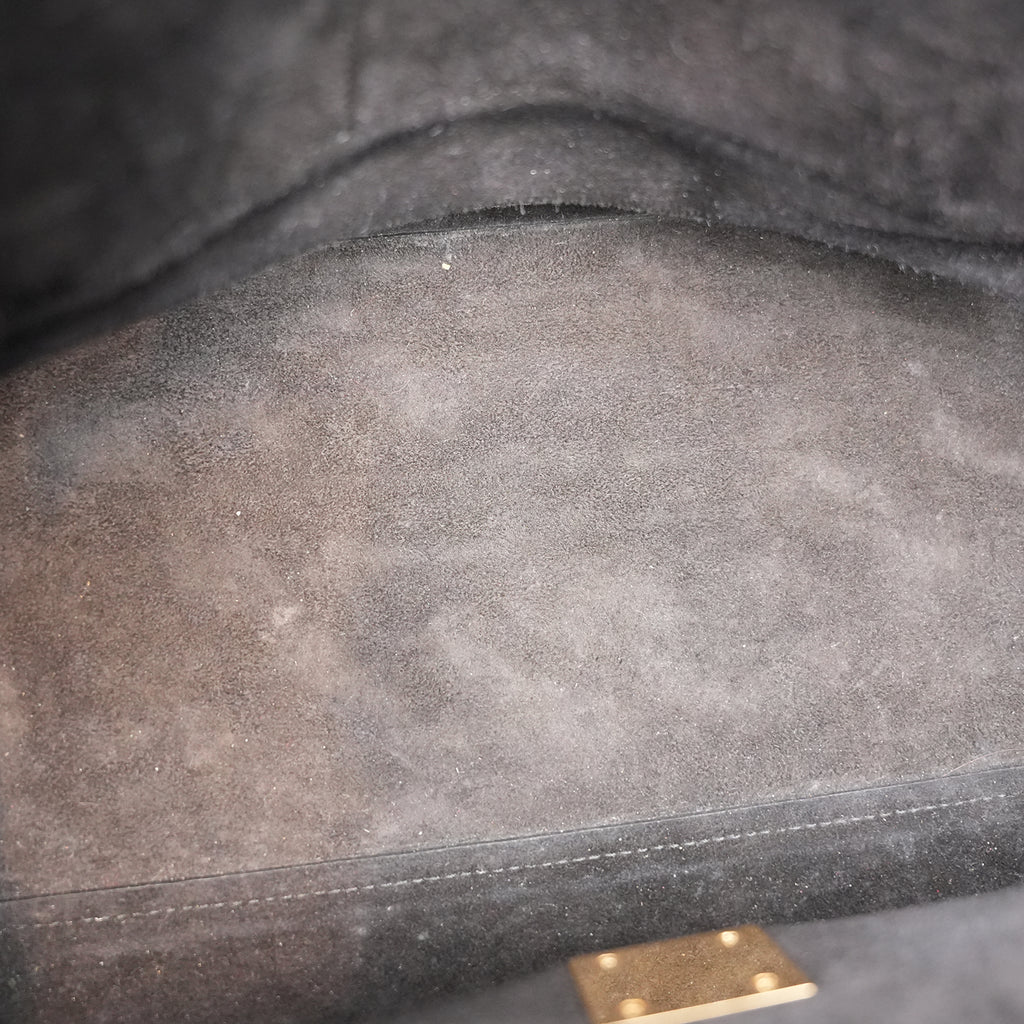 Celine Trapeze Bicolor Leather & Suede Shoulder Bag Black White Medium