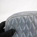 Miu Miu Matelassé Blu Mini Borsa a Spalla in Pelle con Logo Oro