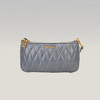 Miu Miu Matelassé Blu Mini Borsa a Spalla in Pelle con Logo Oro