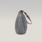 Miu Miu Matelassé Blu Mini Borsa a Spalla in Pelle con Logo Oro