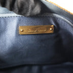Miu Miu Matelassé Blu Mini Borsa a Spalla in Pelle con Logo Oro