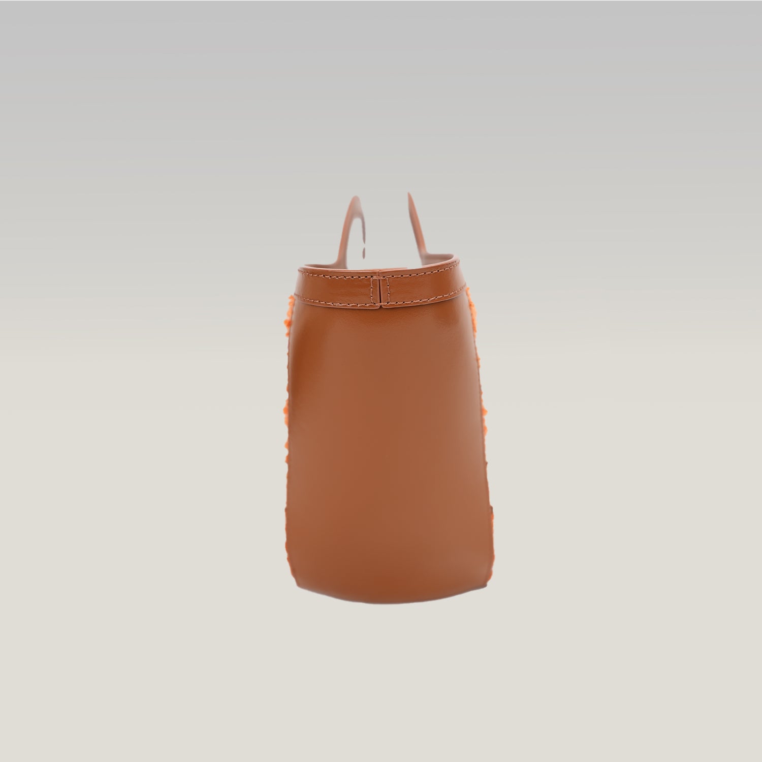 Marni Tropicalia Micro Handbag in Orange Tweed Fabric and Brown Leather