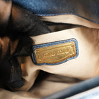 Miu Miu Coffer Matelassé Borsa a Mano in Pelle di Agnello Blu Scuro con Hardware Dorato