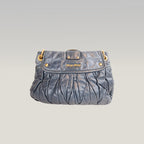 Miu Miu Coffer Matelassé Borsa a Mano in Pelle di Agnello Blu Scuro con Hardware Dorato
