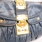 Miu Miu Coffer Matelassé Borsa a Mano in Pelle di Agnello Blu Scuro con Hardware Dorato