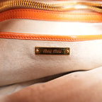 Miu Miu Madras Leather Shoulder Bag Orange Gold Hardware