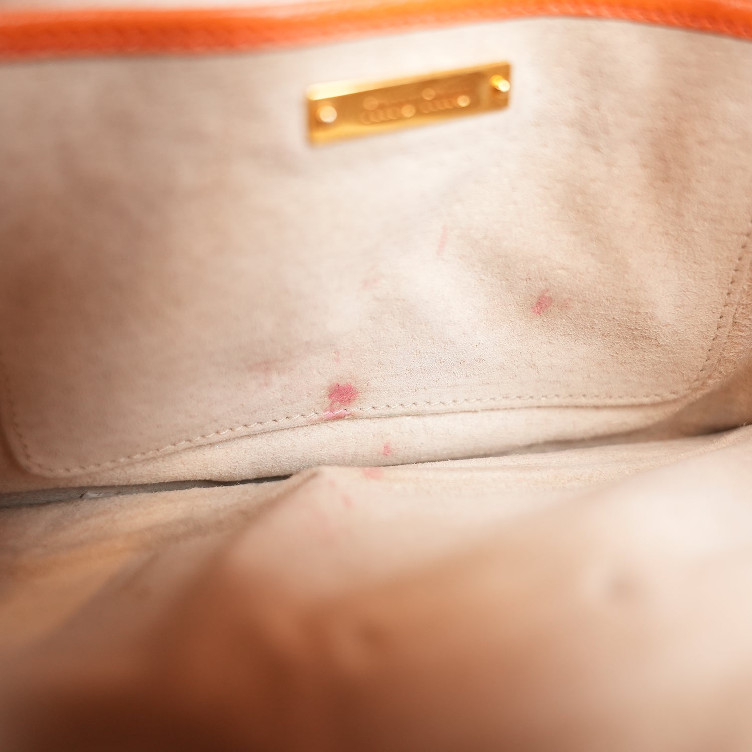 Miu Miu Madras Leather Shoulder Bag Orange Gold Hardware