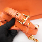 Miu Miu Madras Leather Shoulder Bag Orange Gold Hardware