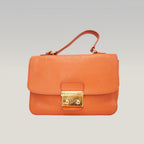 Miu Miu Madras Leather Shoulder Bag Orange Gold Hardware