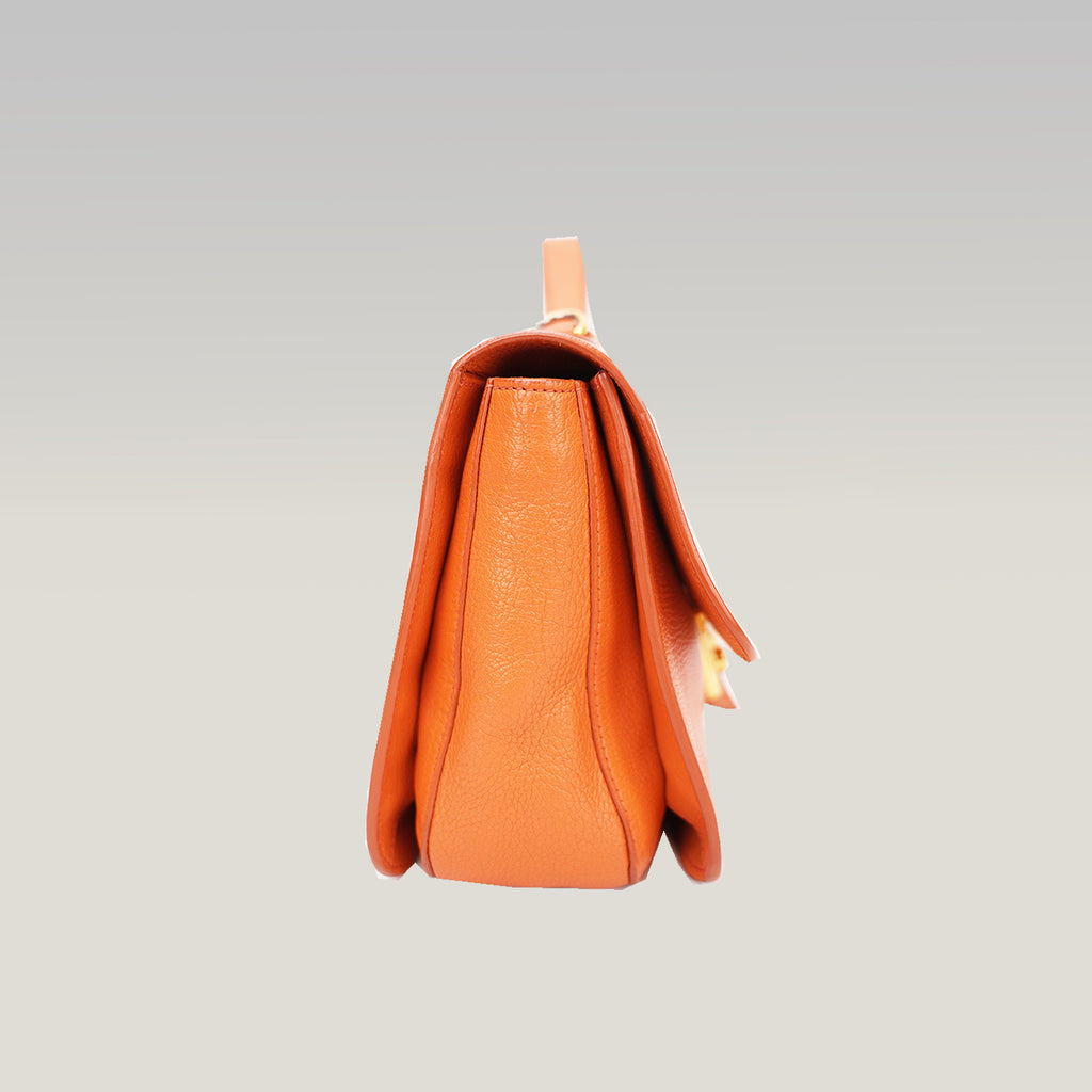 Miu Miu Madras Leather Shoulder Bag Orange Gold Hardware