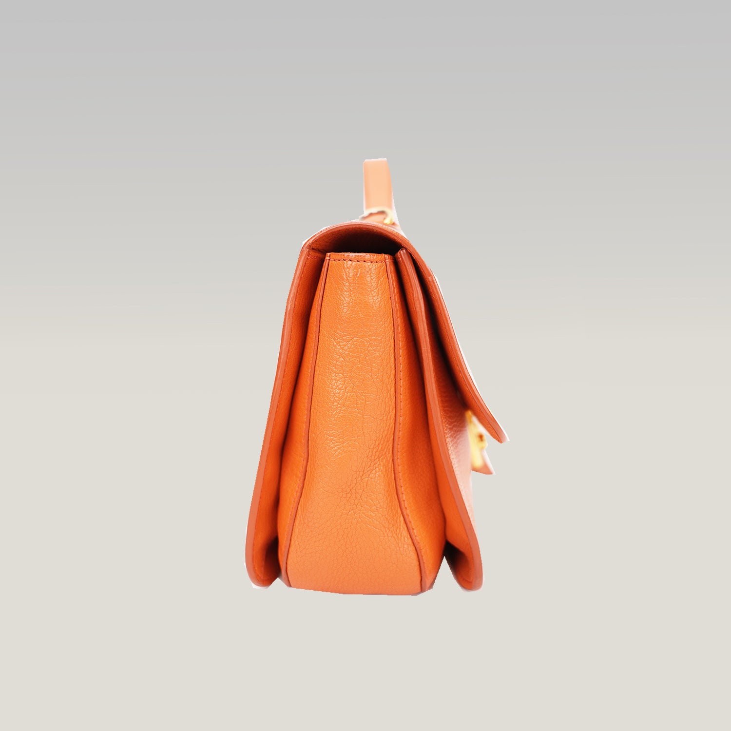 Miu Miu Madras Leather Shoulder Bag Orange Gold Hardware
