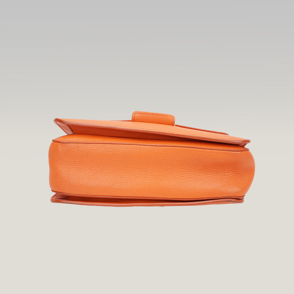 Miu Miu Madras Leather Shoulder Bag Orange Gold Hardware