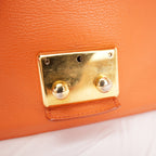 Miu Miu Madras Leather Shoulder Bag Orange Gold Hardware