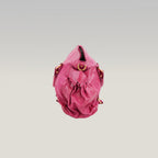 Miu Miu Vitello Bow Bag Borsa a Mano in Pelle Cerata Rosa Fucsia con Fiocchi Laterali e Dettagli Dorati