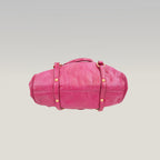 Miu Miu Vitello Bow Bag Borsa a Mano in Pelle Cerata Rosa Fucsia con Fiocchi Laterali e Dettagli Dorati