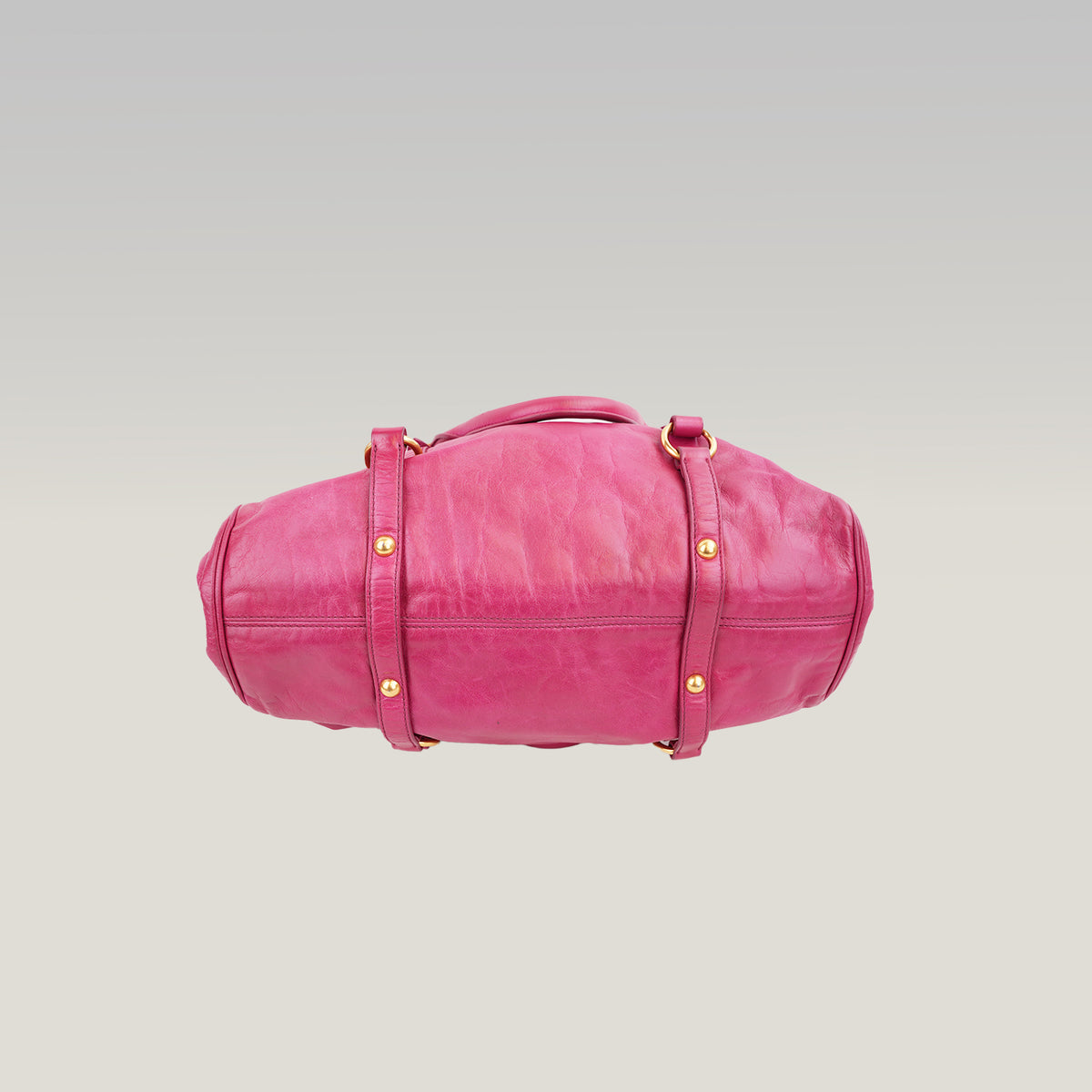 Miu Miu Vitello Bow Bag Borsa a Mano in Pelle Cerata Rosa Fucsia con Fiocchi Laterali e Dettagli Dorati