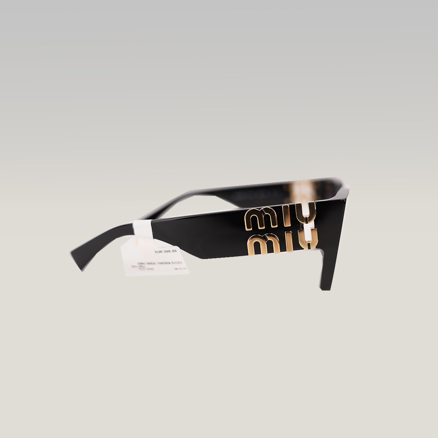 Miu Miu Occhiali da Sole Neri Squadrati con Maxi Logo Dorato