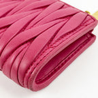 Miu Miu Portafoglio Continental Matelassé in Pelle Nappa Rosa con Logo Dorato