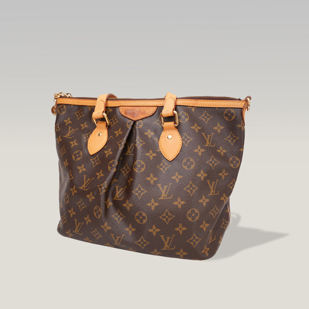 Louis Vuitton Palermo PM Monogram Canvas Shoulder Bag Brown Leather Trim