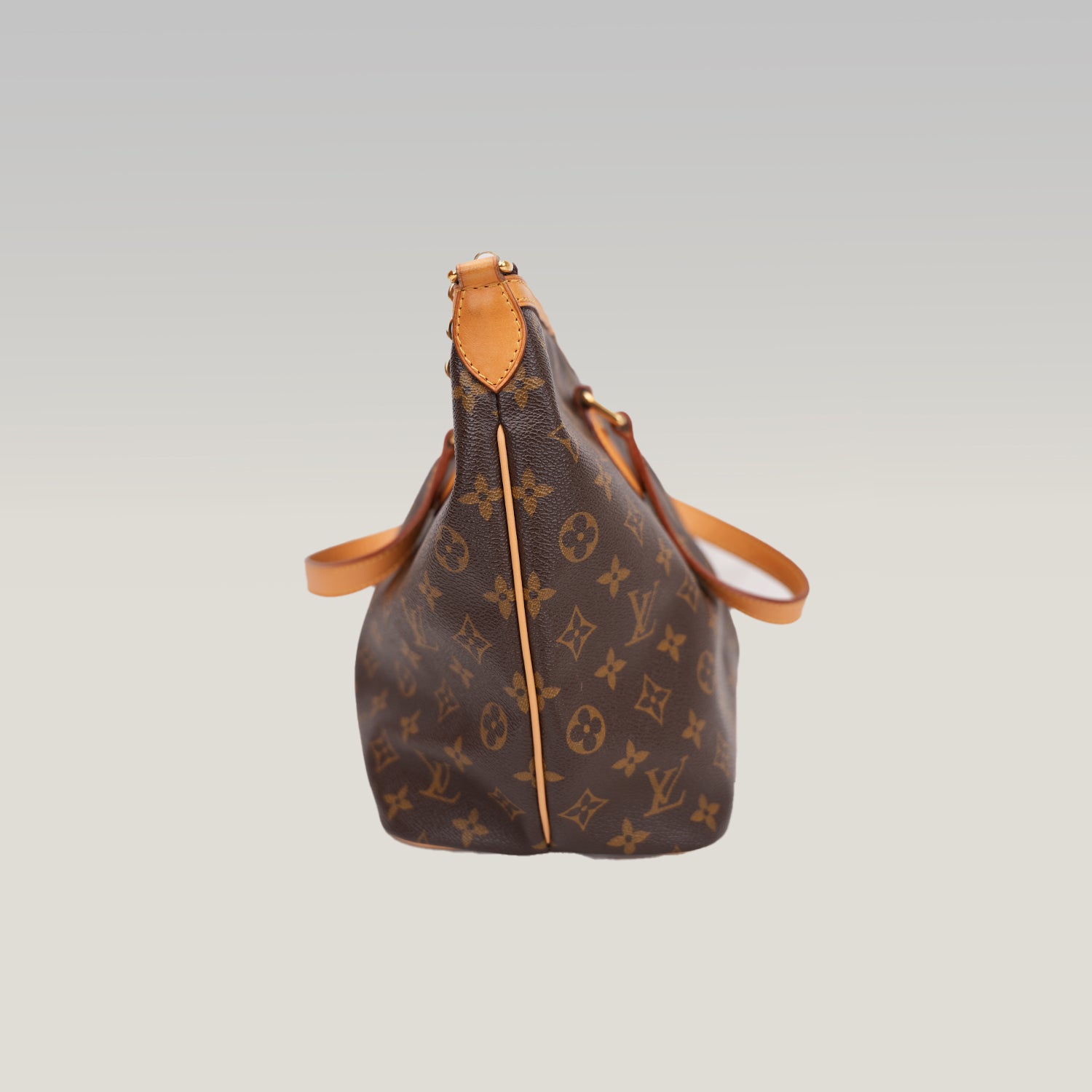 Louis Vuitton Palermo PM Monogram Canvas Shoulder Bag Brown Leather Trim