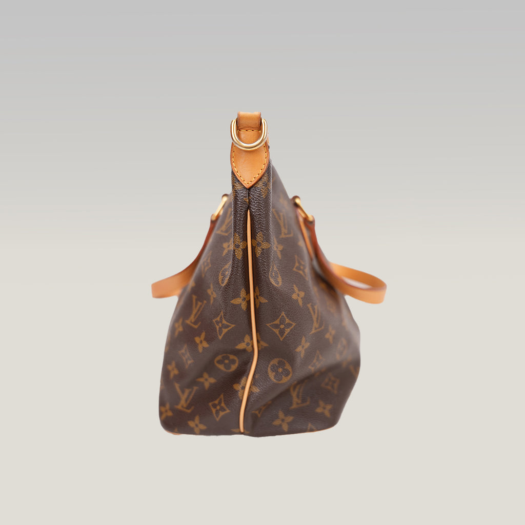 Louis Vuitton Palermo PM Monogram Canvas Shoulder Bag Brown Leather Trim