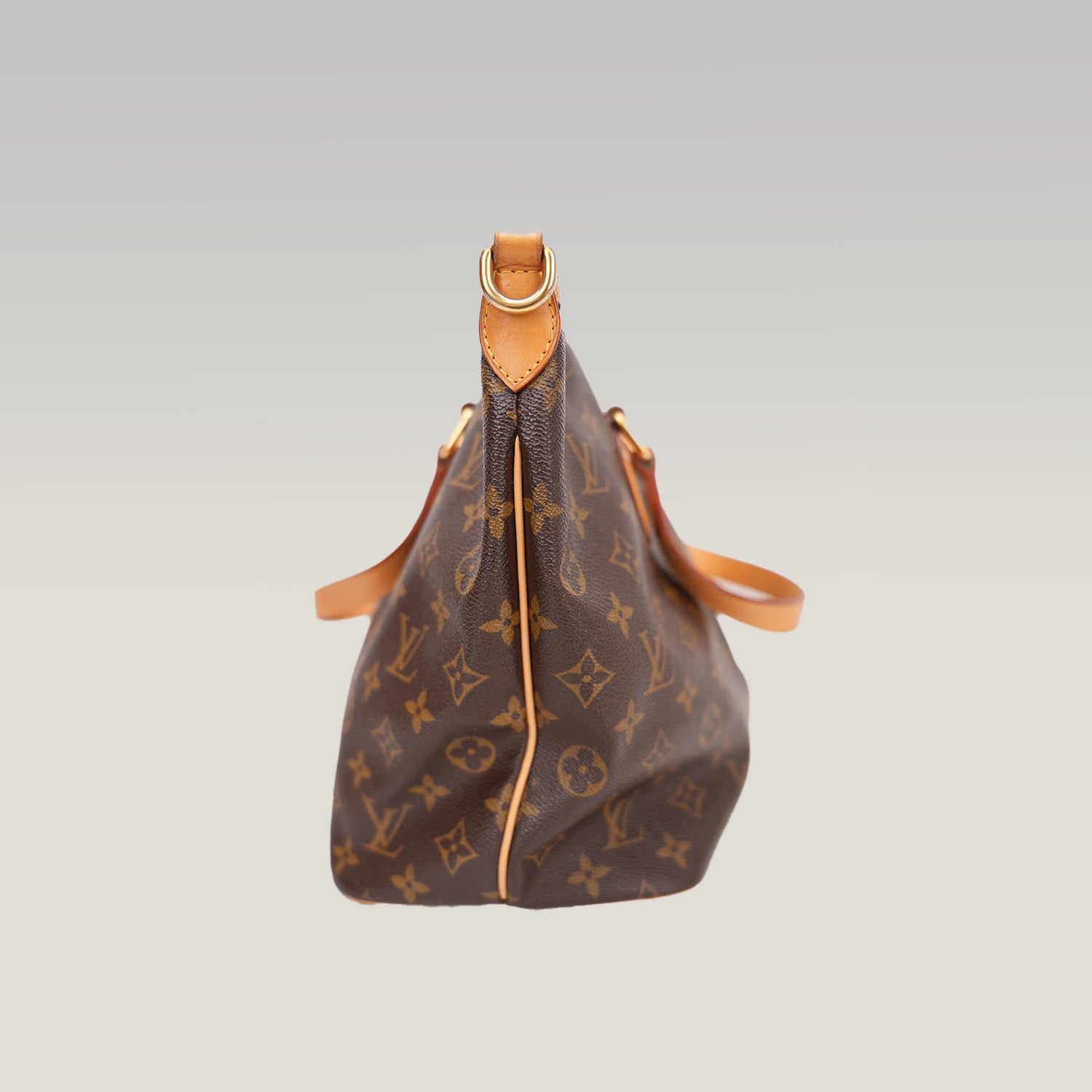 Louis Vuitton Palermo PM Monogram Canvas Shoulder Bag Brown Leather Trim