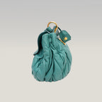 Miu Miu Coffer Shoulder Bag Turquoise Gathered Leather Hobo Bag Gold Hardware