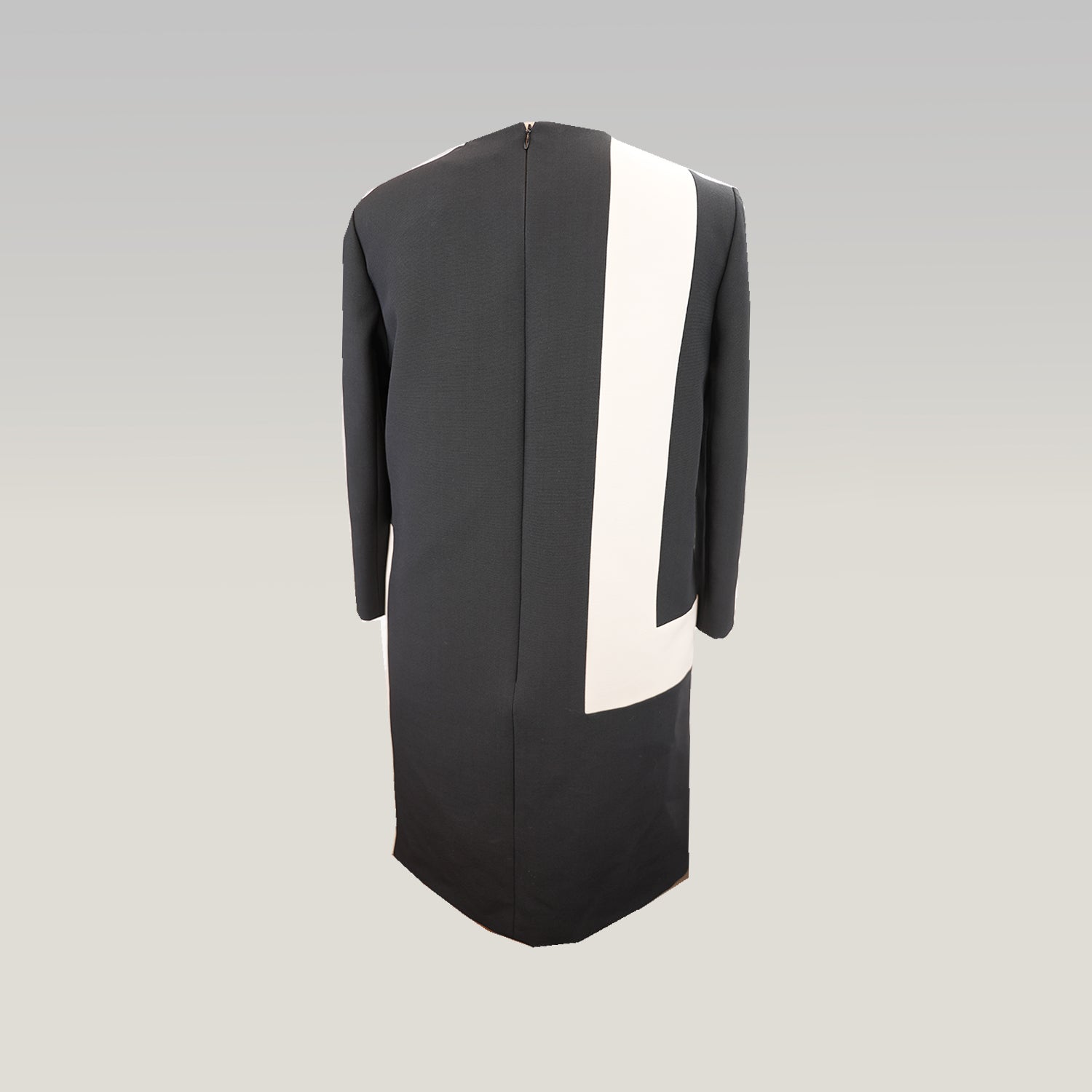 Christian Dior Abito Donna Nero e Bianco in Lana e Seta Vestito Elegante Maniche Lunghe Made in Italy