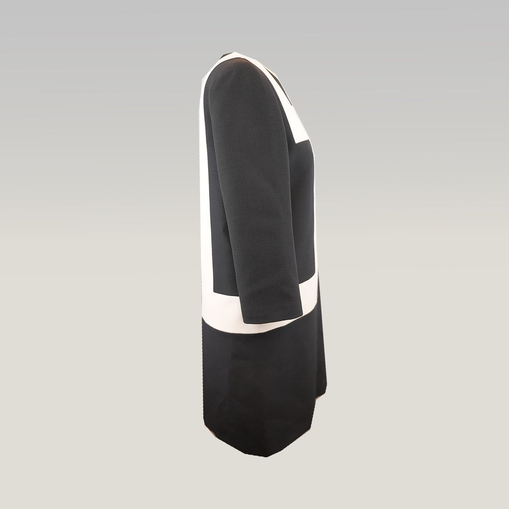 Christian Dior Abito Donna Nero e Bianco in Lana e Seta Vestito Elegante Maniche Lunghe Made in Italy