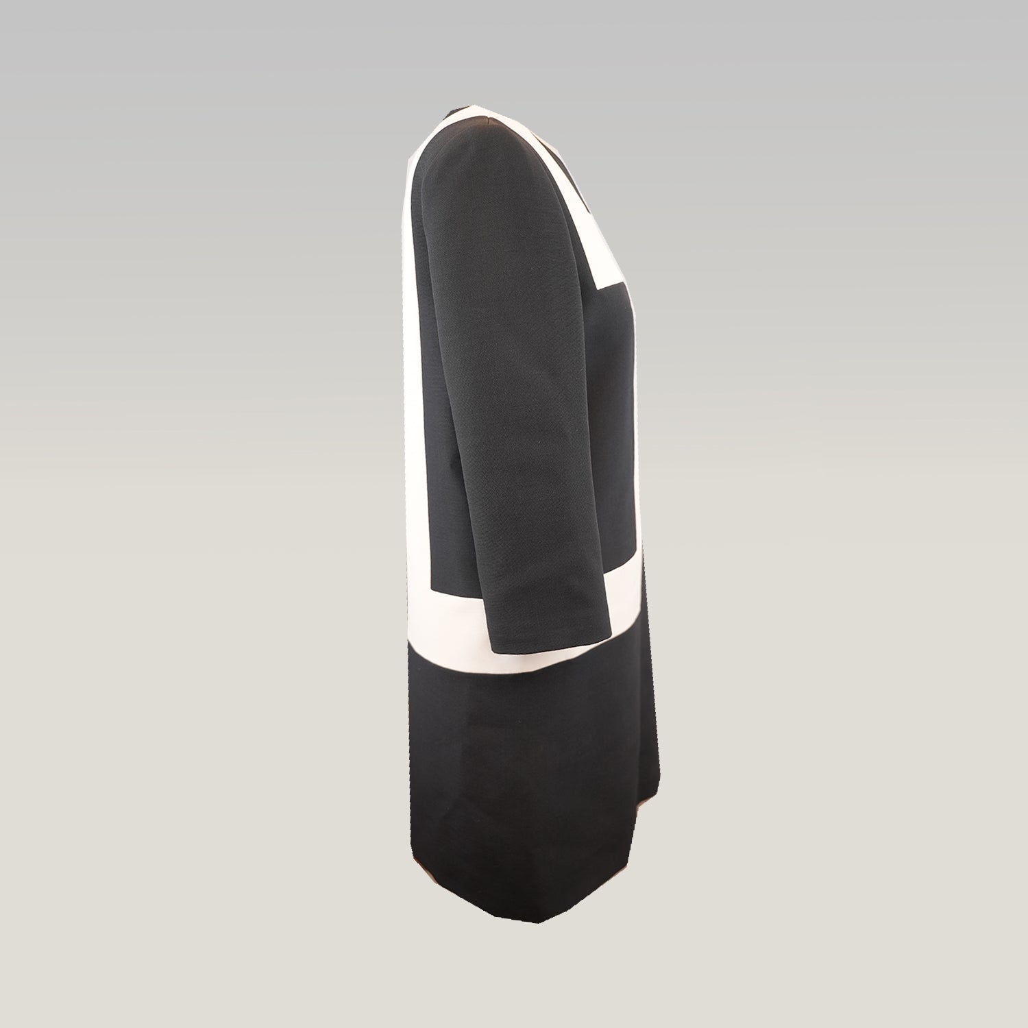 Christian Dior Abito Donna Nero e Bianco in Lana e Seta Vestito Elegante Maniche Lunghe Made in Italy