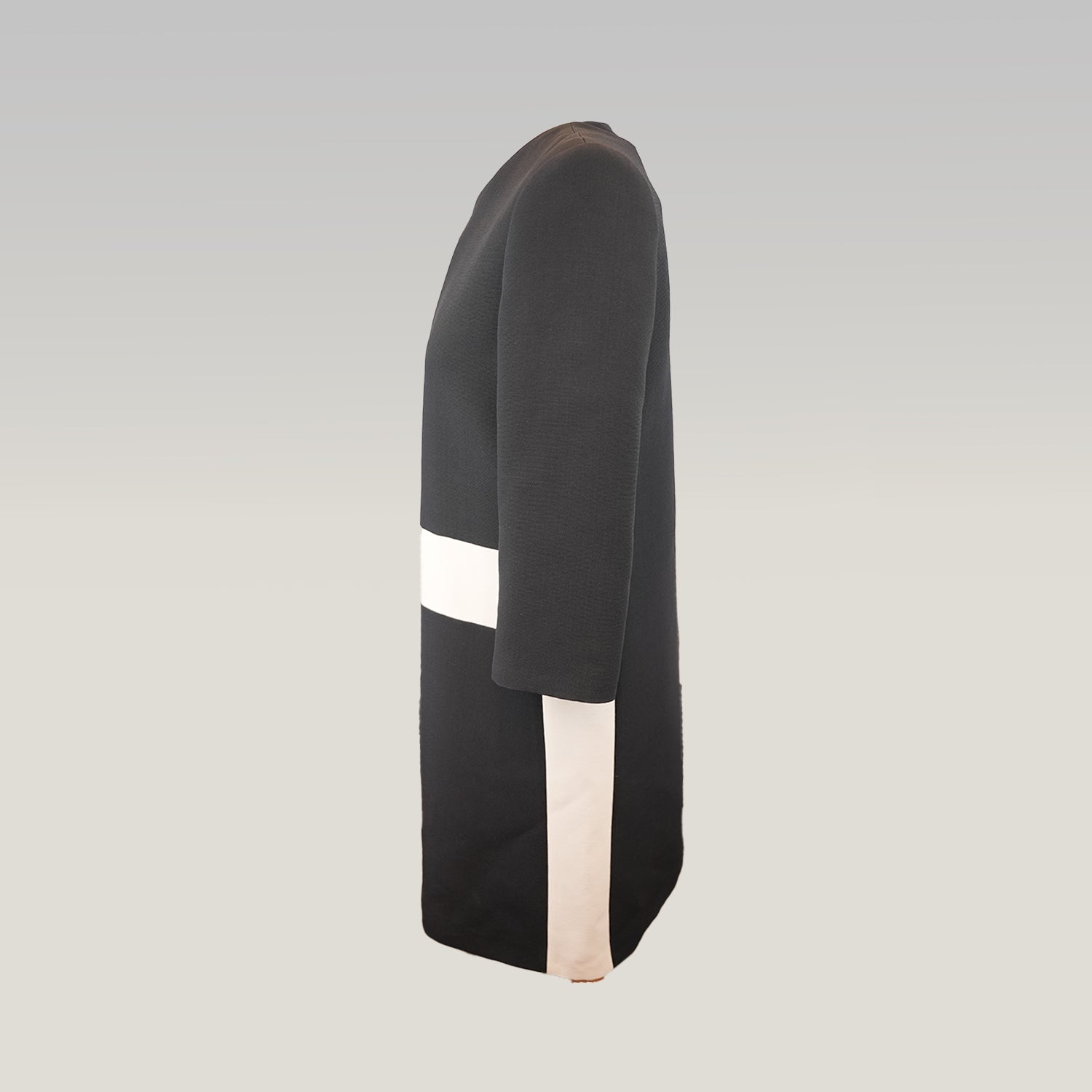 Christian Dior Abito Donna Nero e Bianco in Lana e Seta Vestito Elegante Maniche Lunghe Made in Italy